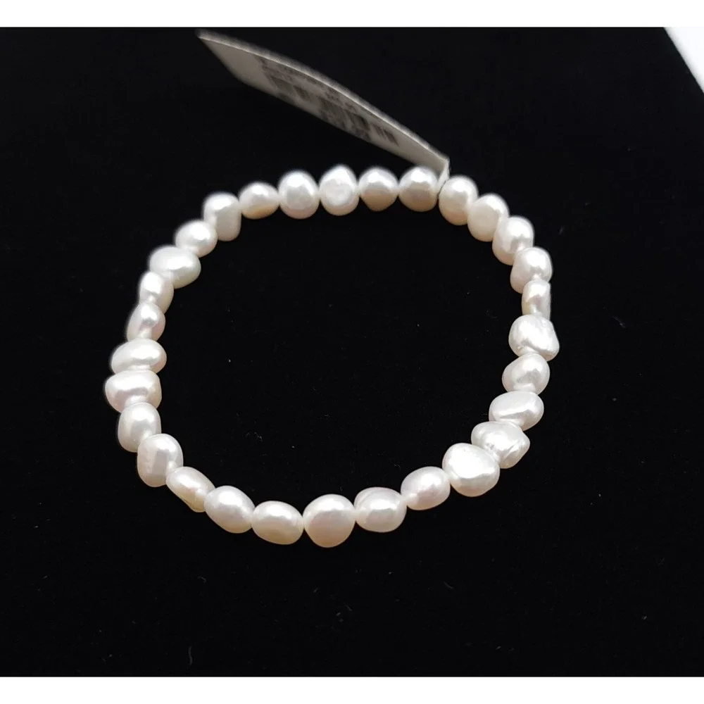 White Freshwater Baroque Pearl Stretch Bracelet Natural Pearl New With Tags